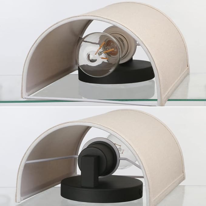 Yosoan Linen Fabric Cloth Boho Vintage Flush Wall Sconce Stairwell Fixture Light, 1-Light Vanity Indoor Hardwired Interior Sconce Cover Shade Lamp for Bedroom Hallway Living Room Corridor