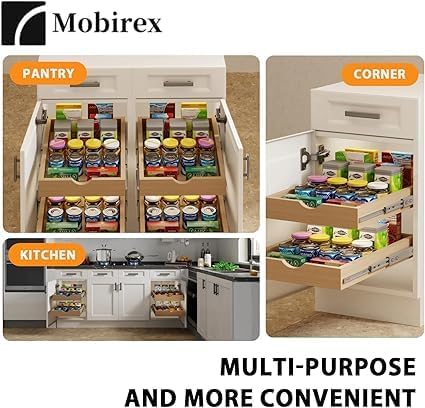 Pull Out Drawers for Cabinet 33"W x 22"D x 3"H Wood Slide Out Cabinet Organizer and Storage Cabinet Kitchen Drawers Slide Out Shelves Pull Out Shelves in Kitchen Pantry Bathroom with Soft Close