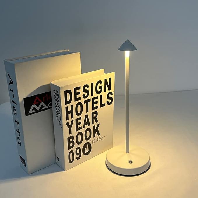 2 PACK Cordless Lamps,Battery Rechargeable Table Lamp,Portable Lamps,2 Level Brightness Dimmable Night Light,Minimalist Design,Cordless Table Lamps for Living Room/Restaurant/Couple Dinne(White)