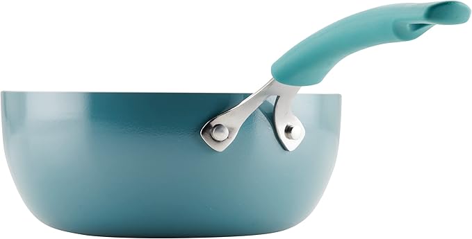 Rachael Ray Cook + Create Nonstick Saucier Pan/Saucepan, 3 Quart, Agave Blue