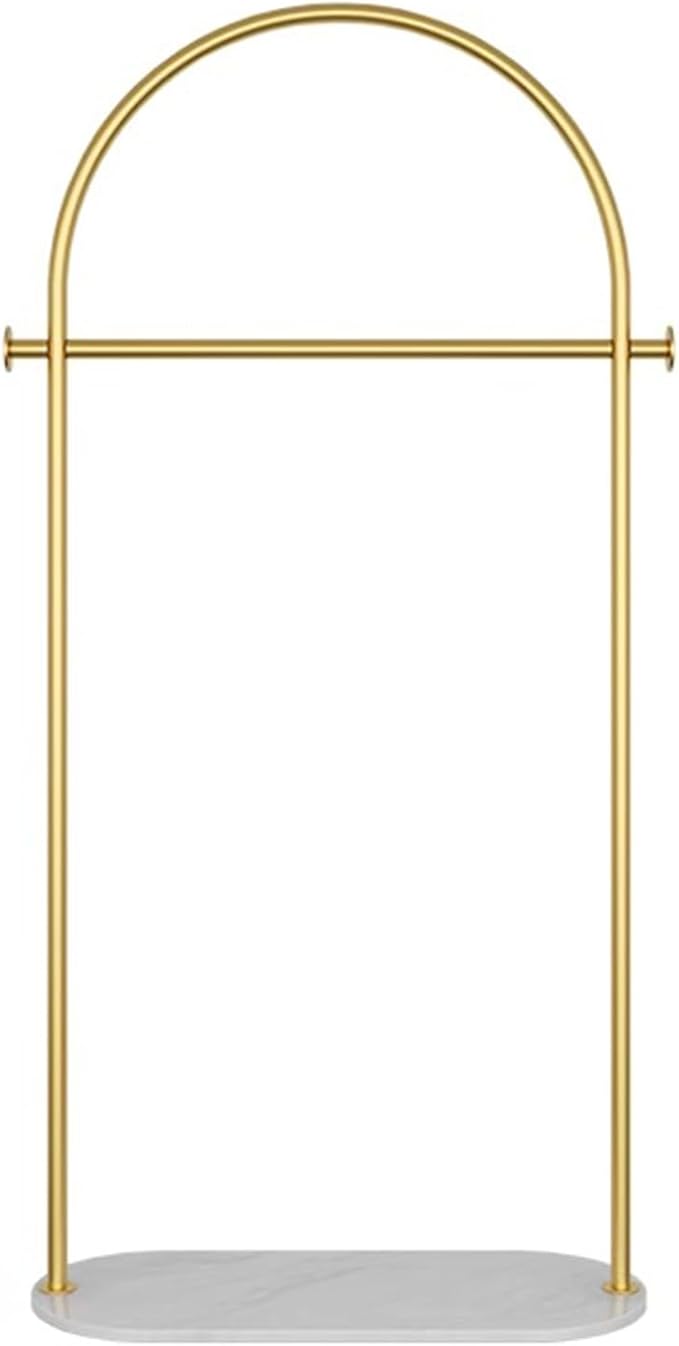Gold clothing rack with Marble base. metal clothes racks for hanging clothes,heavy duty garment rack,Freestanding Coat Rack with 2 Hooks,for Bedroom, Bathroom, Living Room easy to assemble