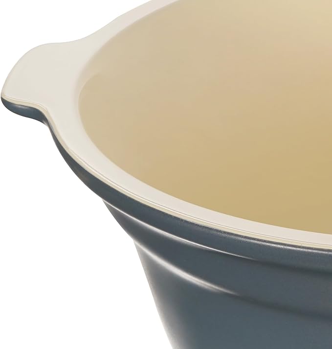 Zing Ceramic Mixing Bowls for Kitchen 5 Qt, Large Salad Bowl, Colorful Vibrant Nesting Bowls for Cooking, Baking, Prepping, Serving, Salad, Housewarming Gift, Microwave Dishwasher Safe, Sea Salt Gray