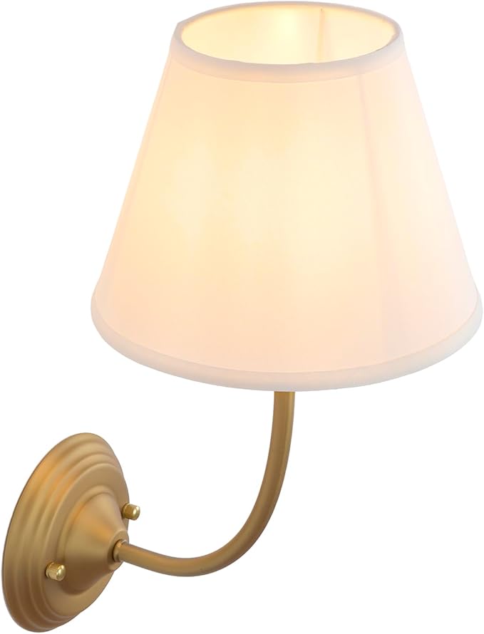 Vintage Fabric Wall Sconce Linen Cloth Shade, E26 Hardwired Indoor 1-Light Wall Mounted Lamp Fixture for Living Room Bedroom Stairs Hallway