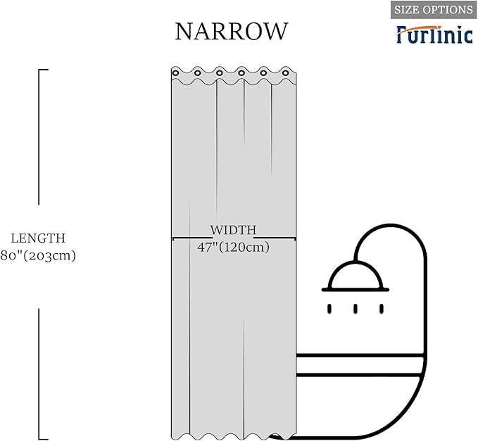 Furlinic Stall Size Shower Curtain No Hooks Needed,Half Size Polyester Fabric Bathroom Curtains with 6 Split Grommets,Hotel Quality,Waterproof & Machine Washable,Navy Blue,48x78 Inch.