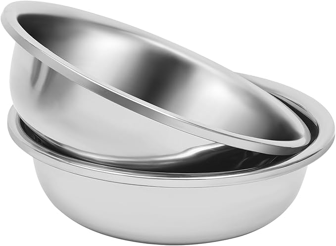 2 Pcs Stainless Steel Mixing Bowls, 18.9x5.91/16.93x5.91 In Large Stainless Steel Mixing Bowl Efficient Cleaning Salad Bowls Ideal for Tossing Salads Kneading Dough Marinating