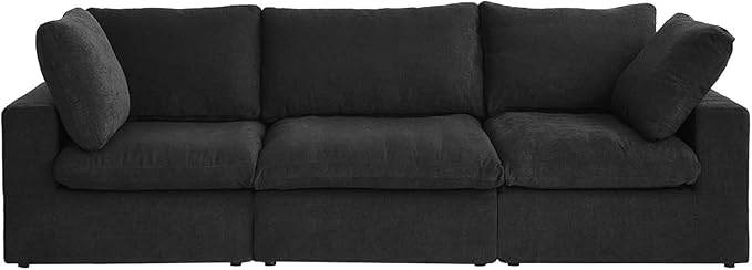 JACH 3-Seater Modular Sectional Sofas for Living Room, Modern Convertible Cloud Couches, Cushion Covers Removable, Free Combination Module Sectional Couch for Living Room Bedroom Apartment, (Black)