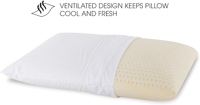Talalay 100% Natural Premium Latex Pillow,Bed Pillow for Sleeping with Removable Cotton Cover, Helps Relieve Pressure, Breathable, Pressure Relief, Durable, Best Gift (Standard (Firm))