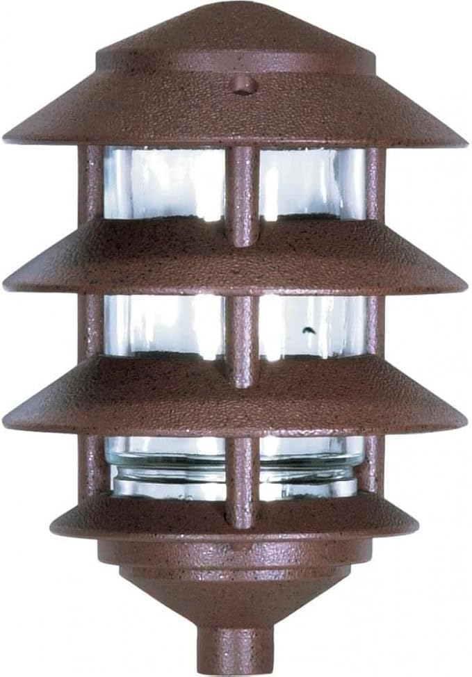 NUVO SF76/633 One 2 Louver Hood Outdoor Pagoda Landscape Pathway Light, 3 Tier-Small, Old Bronze