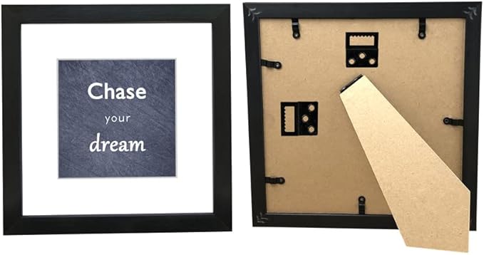 12x12 Black Picture Frame Set of 3 for Pictures 8x8 with Mat or 12x12 Without Mat, Wall or Tabletop Gallery Photo Frames with Real Glass