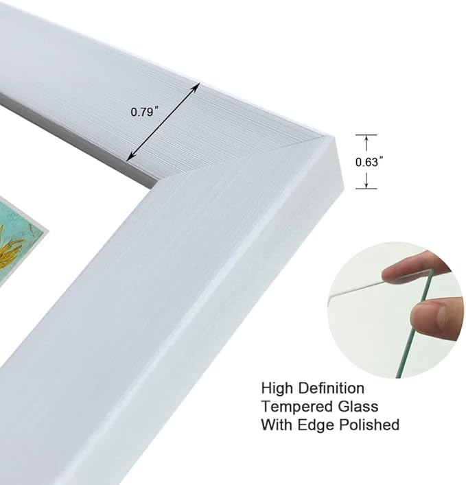 11x14 Picture Frame Set of 6 for Pictures 8x10 with Mat or 11x14 Without Mat, Wall or Tabletop Gallery Photo Frames White