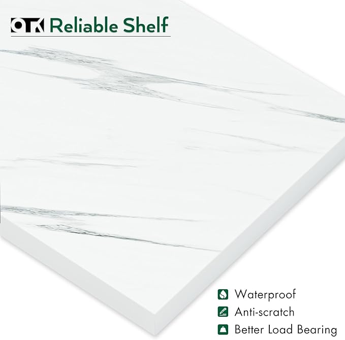 OTK 5 Tier Bookshelf, Tall Bookcase, Office Shelf Storage Organizer, Modern Book Shelf for Living Room, Bedroom, and Home Office, White Marble