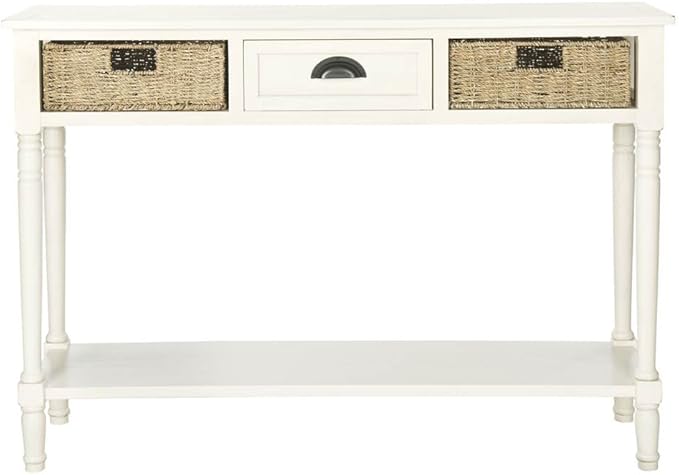 SAFAVIEH American Homes Collection Winifred Grey Wicker Console Table with Storage