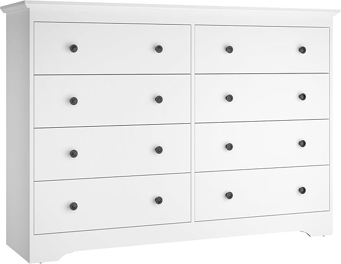 White Dresser for Bedroom,55" Wide 8 Drawers Dressers,Modern Wooden Chest for Living Room, Hallway