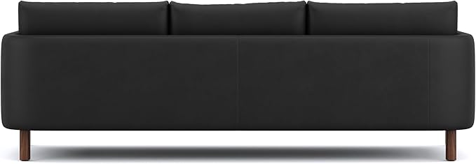 Valencia Matera 93” Black 3 Seater Full Leather Sofa | Modern Nappa Leather Couch with 2 Pillows for Living Room Furniture | Canadian Hardwood, One-Piece Curved Frame Lounge Sofa