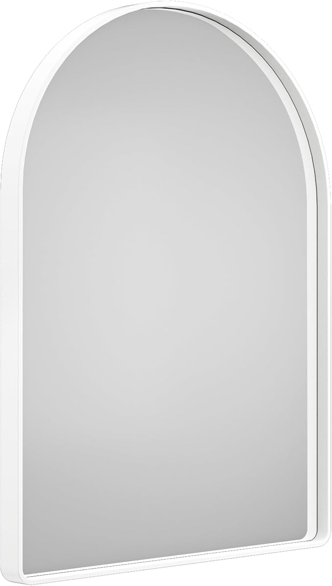Suidia 24" x 36" Bathroom Mirror, Bathroom Vanity Mirror Metal Framed, Wall-Mounted Mirrors for Bedroom, Living Room, Entryway, Hallway, White, Arch Style