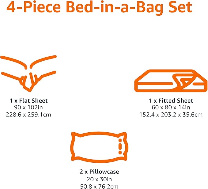 Amazon Basics Lightweight Microfiber 4-Piece Bed Sheet Set, Aqua, Printed, Queen