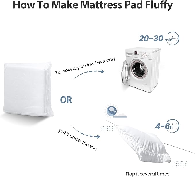 EASELAND Full Size Mattress Pad Pillow Top Mattress Cover Quilted Fitted Mattress Protector Cotton 8-21" Deep Pocket Cooling Topper (54x75 Inches, White)