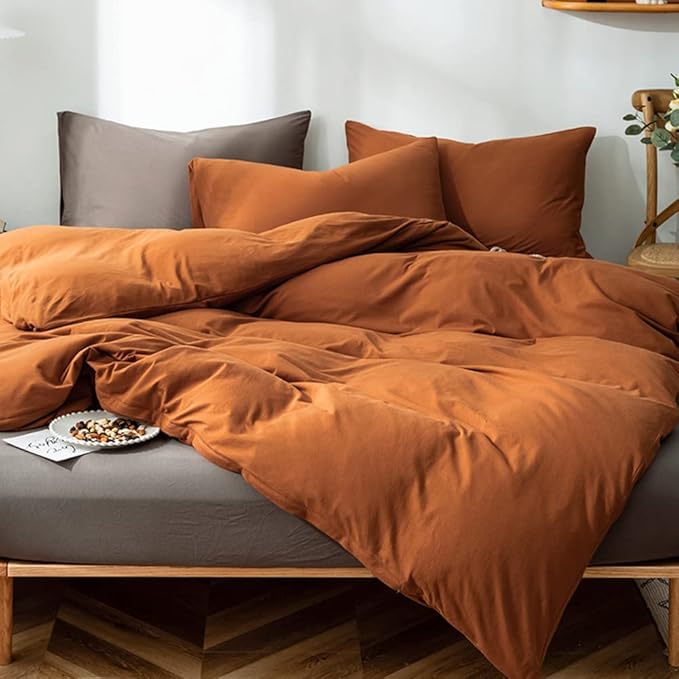 CLOTHKNOW Pumpkin Twin/Twin XL Comforter Set 3Pcs Caramel Brown Bedding Comforter Sets Soft Terracotta Comforters Rust Comforter with 2 x Pillow Cases