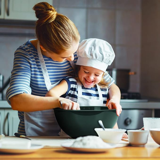 BoxedHome BPA Free Plastic Round Mixing Bowl with Lids, 12 Pack Nesting Bowls with Lids Set, Microwave and Dishwasher Safe Prep & Serving Bowls Great for Mixing, Baking, Serving (Green, 12pcs)