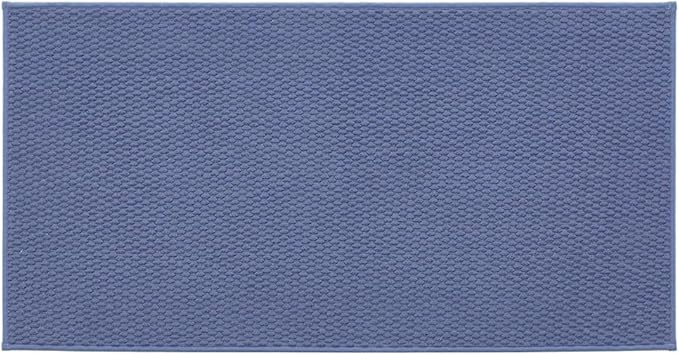 Bathroom Rugs Non Slip Washable, Super Absorbent Thin Bath Mat Quick Dry Low Pile Bathroom Rug, Denim Blue 24"x47"