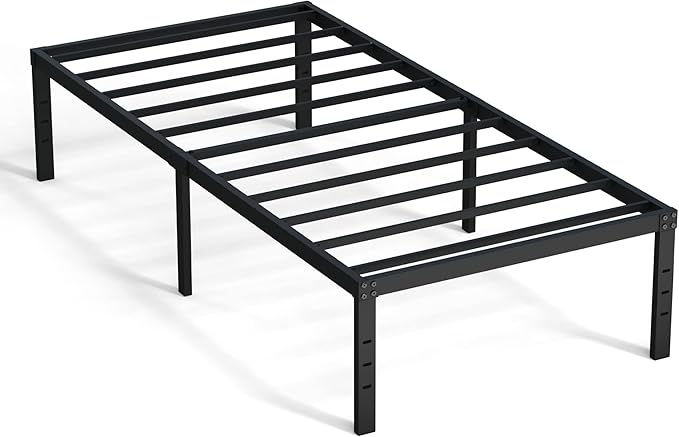 Twin Bed Frames No Box Spring Needed, 16 Inch Heavy Duty Metal Bed Frame Twin Support Up to 2500 lbs, Easy Assembly, Noise Free, Black