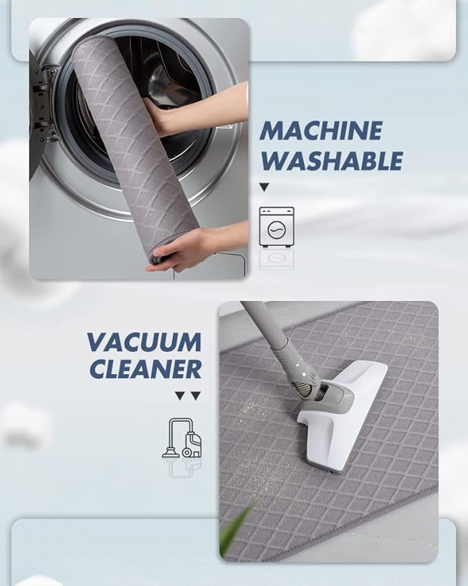 AMOAMI Ultra Thin Bathroom Rugs, Rubber Backed Bath Mats for Bathroom Non Slip, Absorbent Bathroom Mat for Floor, Shower, Sink (Grey, 24"x35")