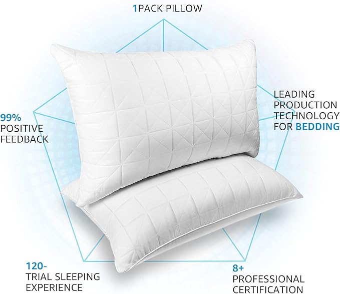 King Size Pillows Set of 2 - Premium Down Alternative Cooling Bedding 20 x 36 White, Bed Sleeping Pillow for Back, Stomach or Side Sleepers