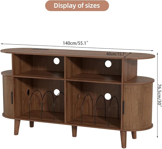 TV Stand for 55/65 Inch TV,Television Stand with Charging Station & USB Ports,Entertainment Center Large Long for Living Room (Walnut)