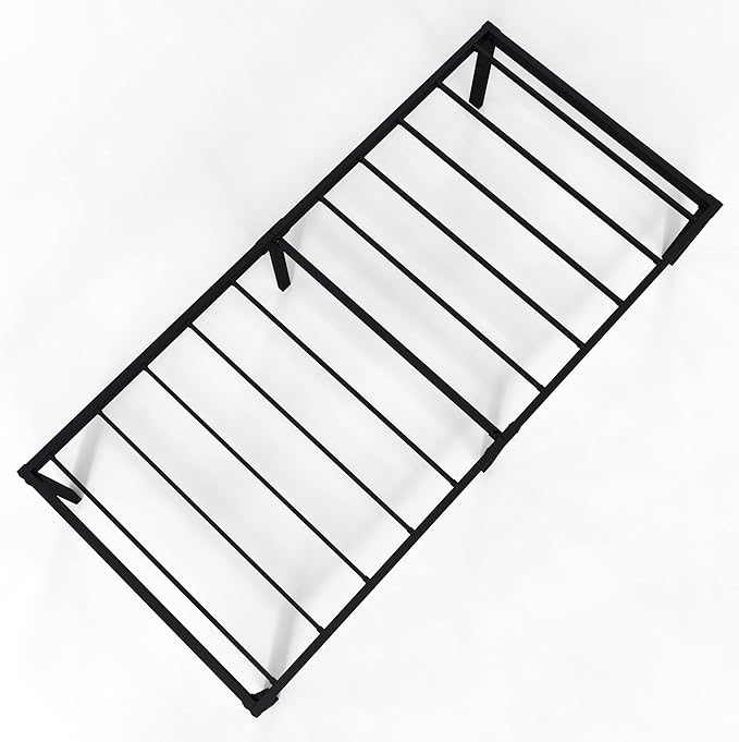 18 Inch Twin Bed Frame Heavy Duty No Box Spring Needed Metal Platform with Maximum Storage, Easy Assembly, Noise Free, Black