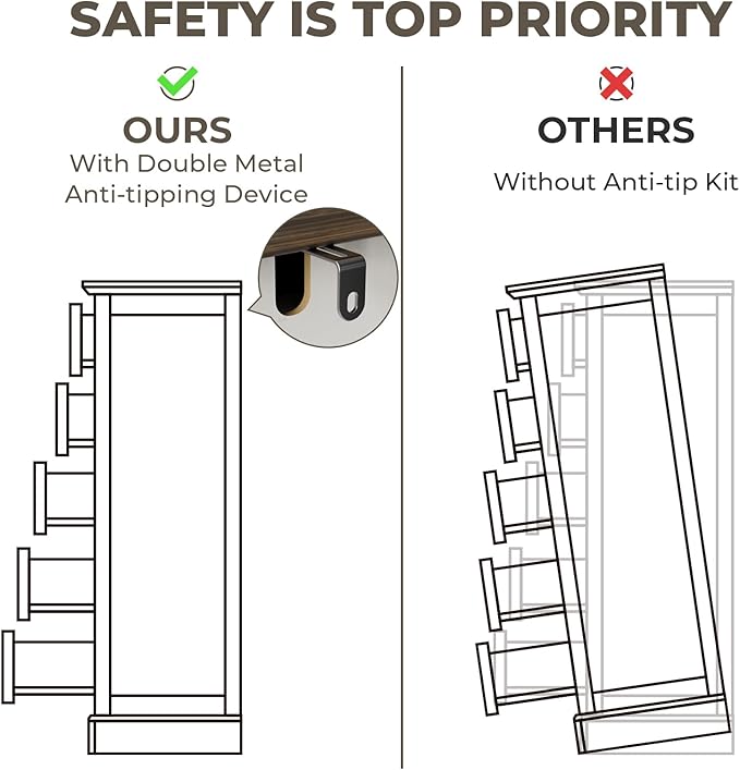 Grey Dresser, 48" Tall Dresser with Natural Texture & Metal Handles, 6 Drawer Chest of Drawers for Bedroom, Living Room, Hallway, Vintage Design