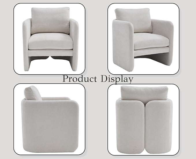 EALSON Comfy Accent Chairs Set of 2 Modern Living Room Chairs with Arm Mid Century Reading Lounge Chairs for Adults Upholstered Armchairs for Living Room/Reading Room/Bedroom/Office, Chenille Beige