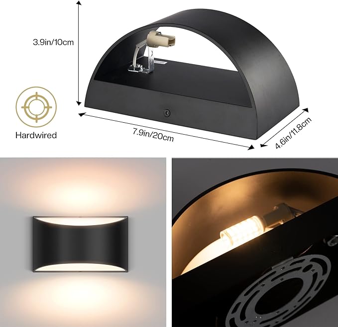 4 Pack Black Modern LED Wall Sconce Light Hardwired Indoor Wall Lights Up and Down Wall Mount Light for Bedroom,Living Room, Hallway Warm White 3000K(with G9 Bulbs)