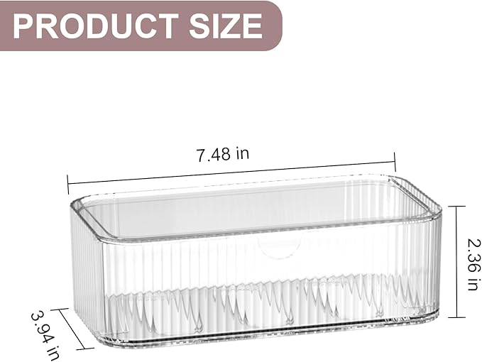 4 Pack Stackable Storage Drawers, Clear Acrylic Makeup Organizer for Vanity, Plastic Storage Bins, Multi-Purpose Cosmetic Display Organizers for Jewelry, Bathroom, Office, Pantry, Home Organization