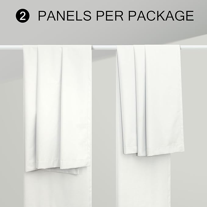 Farmhouse Linen Blackout Curtains for Living Room 96 Inches Long 2 Panel Back Tab Pleated Sun Heat Light Blocking Thermal Viral Cute Bedroom Drapes for Patio Sliding Doors Floor Length Off White Ivory