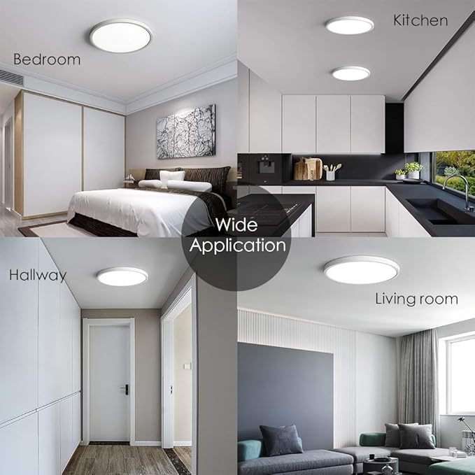 TALOYA Flush Mount 12 Inch Ceiling Light (Milk White Shell), 20W Surface Mount LED Light Fixture for Bedroom Kitchen,5 Color Temperatures in One,0.94 Inch Thickness Round