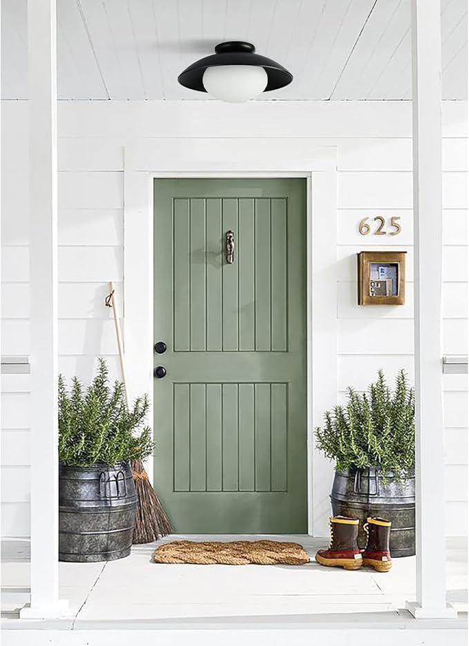 Soft Black 15in Semi Flush Mount Ceiling Light Fixture, Bowl Lampshade Style Vintage Close to Ceiling Light Fixture, Modern Flush Mount Light for Bedroom, Entryway, Corridor, Room Decor Lamp