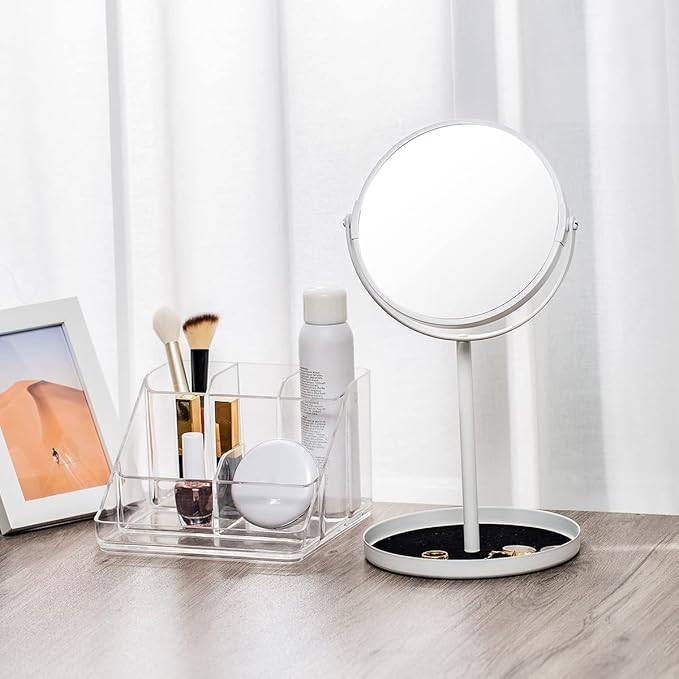 Ettori APLOP Makeup Organizer Tray, 6-Compartment Vanity Makeup Organizer for Jewelry, Hair Accessories, Bathroom Counter or Dresser