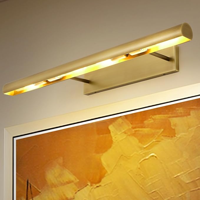 Brass Picture Lights for Wall, 24inch Hardwired Gold Picture Lights, Art Lights for Wall, Rotatable Picture Frames Lights,Wall Lights for Pictures Painting Display Artwork Portrait