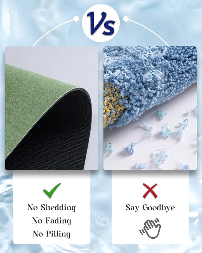 MontVoo -Bath Mat Rug-Rubber Backing Non Slip Quick Dry Absorbent Thin Bathroom Rugs Fit Under Door-Faux Suede Surface Bathroom Floor Mats-Shower Rug for in Front of Bathtub Shower Sage Green 16"x24"