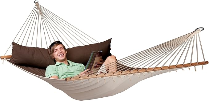 LA SIESTA Alabama Arabica - Weather-Resistant Quilted Spreader Bar Hammock Size King