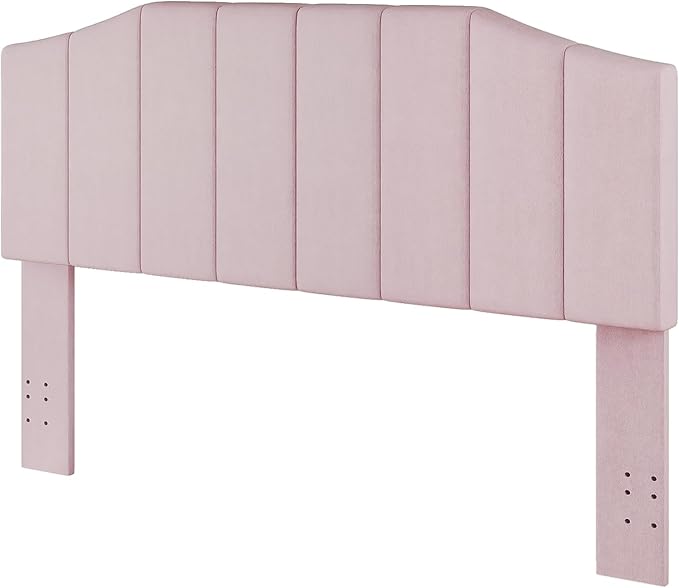 Velvet Queen Size Headboard, Upholstered Headboard Queen/Full Size Wall Mount and Bed Frame Mount, Featuring High-Density Sponge Padding Luxury Texture Easy Assembly Comfort Style-Pink