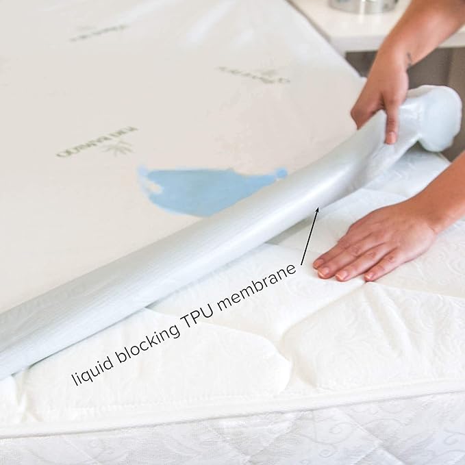 Full Mattress Protector by PURE BAMBOO, Waterproof - Viscose Derived from Bamboo, Breathable, Noiseless Mattress Cover Protects Against Moisture, Spills, Stains (Full)