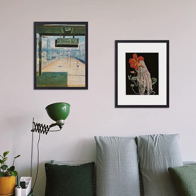 Axeman 11x14 Picture Frame with Mat for 8x10, Solid Oak Wood Picture Frames with Tempered Glass, Natural Wooden 11x14 inch Photo Frame for Wall with Wall Hook Included, Set of 3, Black