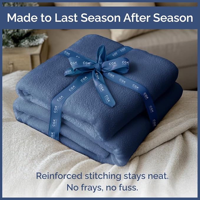 Ultra Soft Fleece Blanket Throw Size - Flannel Fleece Luxury Throw Blanket - Lightweight for Couch Bed Chair - Thick, Warm & Breathable - All Season Cozy Anti-Static Microplush Bedding, Washed Blue