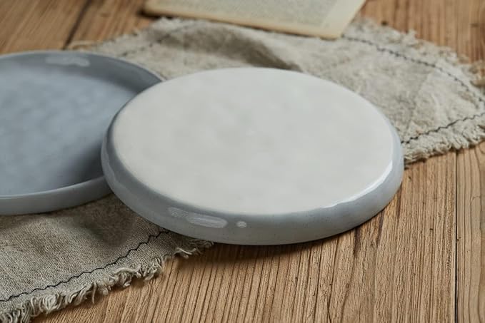 Famiware Mars Plates and Bowls Set, 24 Pieces Dinnerware Sets, Dishes Set for 8, Light Gray