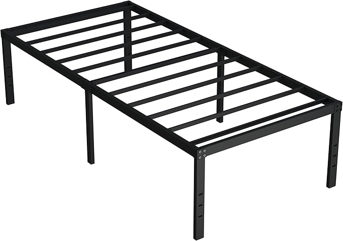20 Inch Twin XL Bed Frames, Metal Twin XL Platform Bed Frame Support Up to 2500 lbs, No Box Spring Needed, Easy Assembly, Noise Free, Black