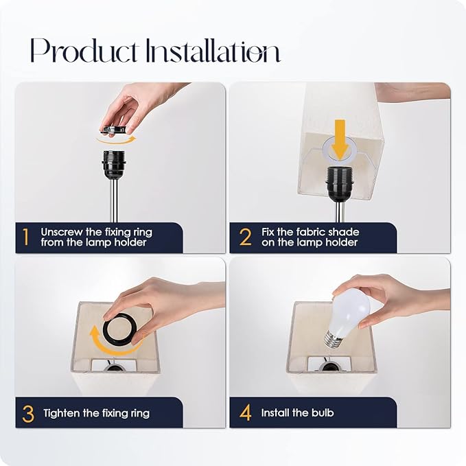 Bedside Lamp with USB Ports - Touch Control Table Lamp for Bedroom with USB C+A Charging Ports & AC Outlets, 3 Way Dimmable Nightstand Light for Living Room (LED Bulb Included, Chrome - Flaxen)