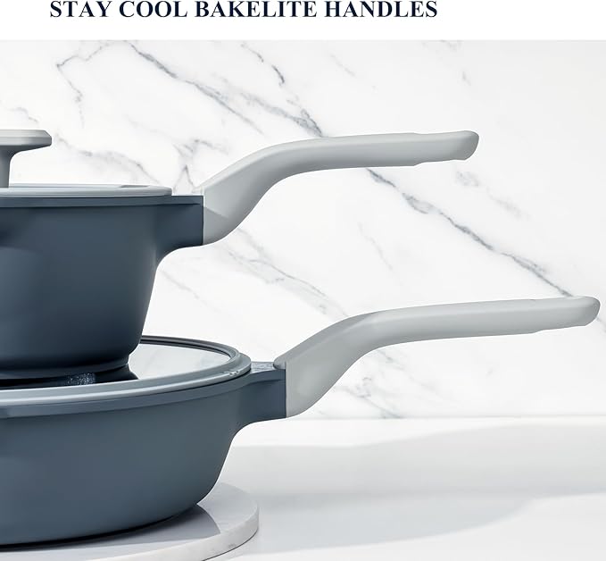 Nonstick Saucepan Set with Lids, 2QT and 2.7QT Ceramic Sauce Pan Set, Non Toxic Sauce Pots with Pour Spouts for Multipurpose Use, PTFE, PFOA & PFAS Free, Induction Compatible