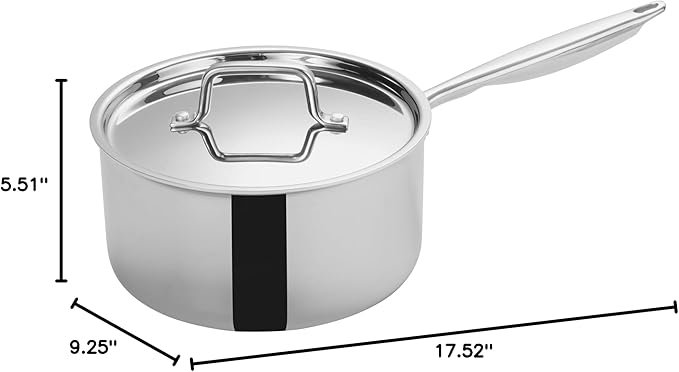 WINCO Tri-Ply Sauce Pan, Silver