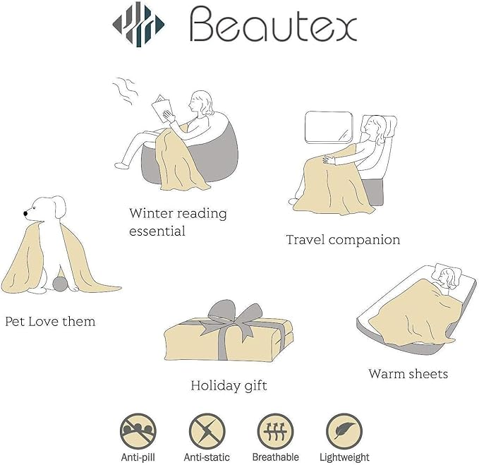 BEAUTEX Sherpa Fleece Throw Blanket Queen Size for Bed - Thick and Warm Blanket for Winter, Fluffy Flannel Plush Queen Blanket, Fuzzy Blue Cuddle Blankets for Bed (90" x 90", NavyBlue)